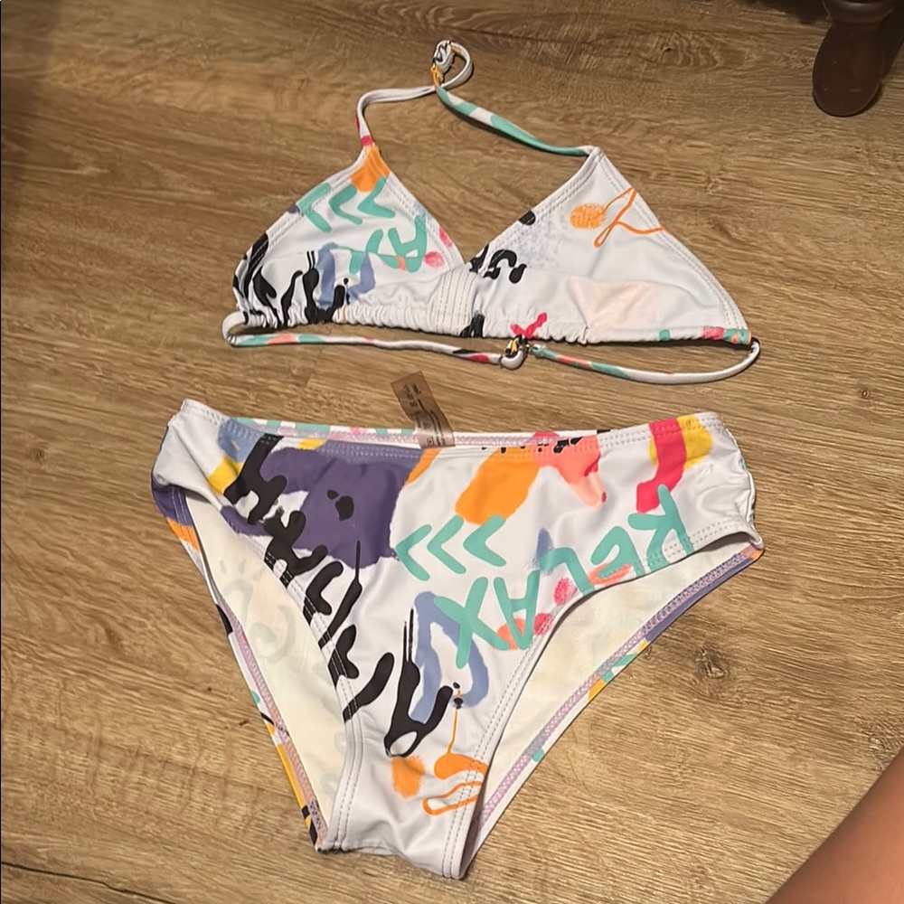 Vibrant White and Orange Bikini Swimwear